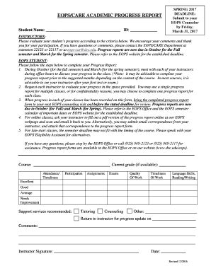 Fillable Online EOPS Academic Progress Report Fax Email Print PdfFiller