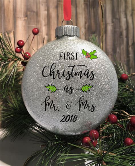 First Christmas As Mr And Mrs Ornament Glitter Ornament Etsy