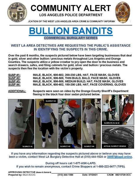 Lapd Seek Bullion Bandits Brentwood News