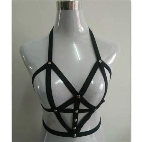2017 new hot pastel goth elastic garterbelt gothic bust bondage bra rave wear binding sexy women