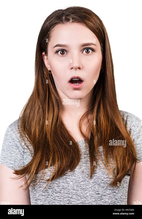 Portrait Of Young Surprised Girl With Open Mouth Stock Photo 133546810