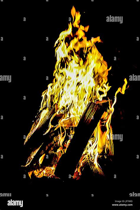 Fire Burning With Black Background Stock Photo Alamy