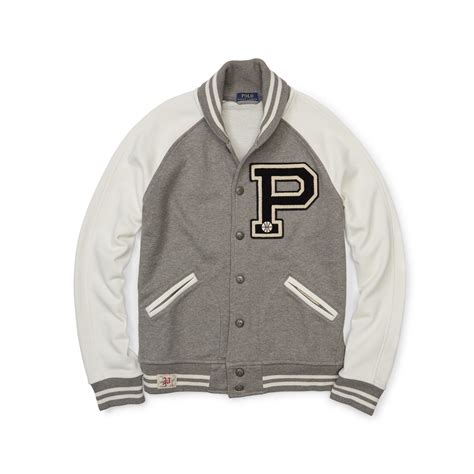 Polo Ralph Lauren Fleece Baseball Jacket In Gray For Men Lyst