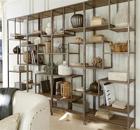 These laboratory apothecary drawers set the backdrop for modern interiors styling and add a touch of industrial style to your home. French Modern Industrial Wood + Metal Bookcase Etagere ...