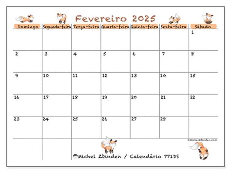 Calendários De Fevereiro 2025 Michel Zbinden Pt