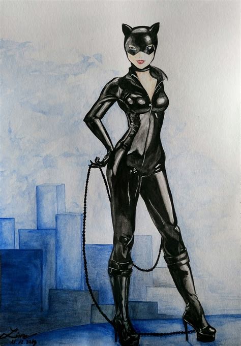 Catwoman In Latex Original Painting Etsy Norway
