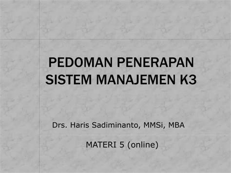 Ppt Pedoman Penerapan Sistem Manajemen K3 Powerpoint Presentation