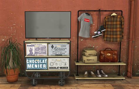 Pin By Naya On Sims Ideas Industrial Clothing Rack Sims 4 Sideboard