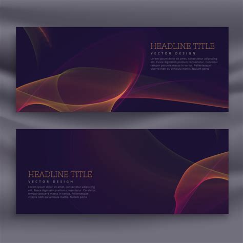 Abstract Dark Banners With Colorful Shiny Wave Download Free Vector
