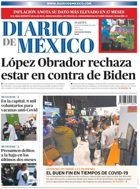 Periódico Diario De México México Periódicos De México Edición De