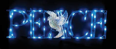 Peace With Halographic Dove Center Led Lighted Christmas Outdoor