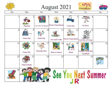 Junior Summer Camp Calendar My First Years Preschool
