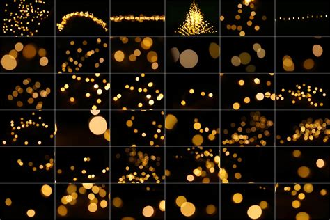 60 Golden Shiny Bokeh Lights Effect Photo Overlay Pack 380816