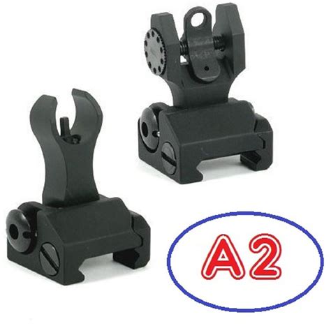 Iron Sights A2 Front And Rear Flip Up Backup Iron Battle Sights Green