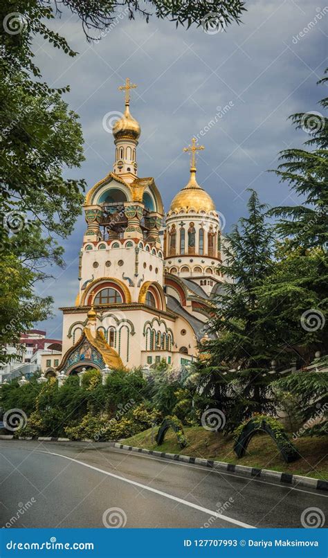 Temple Of St Vladimir On Street Of Vinogradnaya In Sochi Stock Image