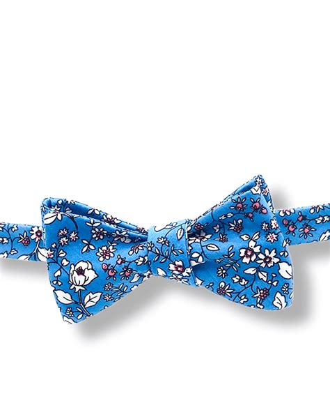 Japanese Blue Floral Bow Tie