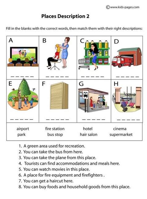Places Descriptions 2 Worksheet Kindergarten Reading Activities Play