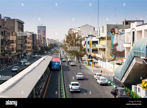 Tehran Iran November 2017 A Typical Street In Tehran The Capital