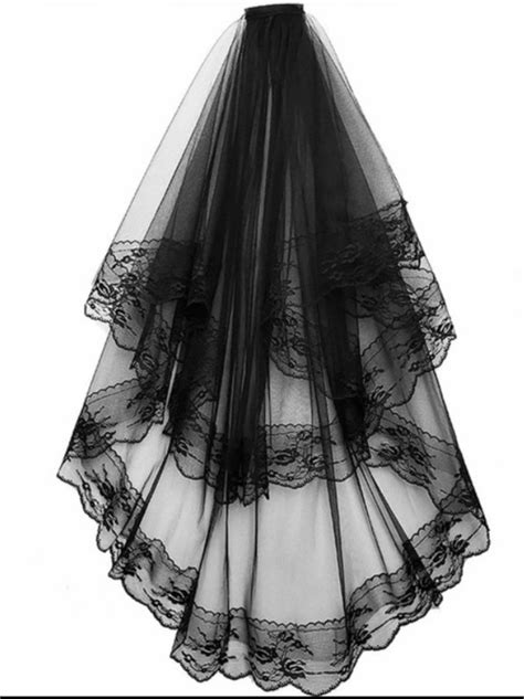Gothic Black Lace Bridal Veil Etsy