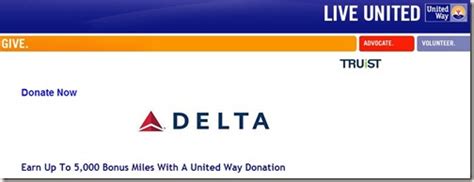 Earn Up To 5000 Bonus Delta Miles With Donation To United Way Points