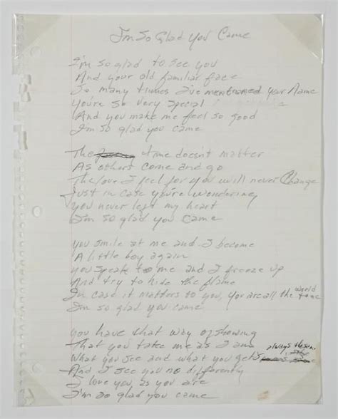 Lyrics For Im So Glad You Came Handwritten By Johnny Cash Johnny Cash Lyrics Johnny
