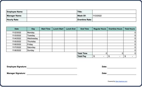 Timesheet Template Free Downloadable Printable Daily
