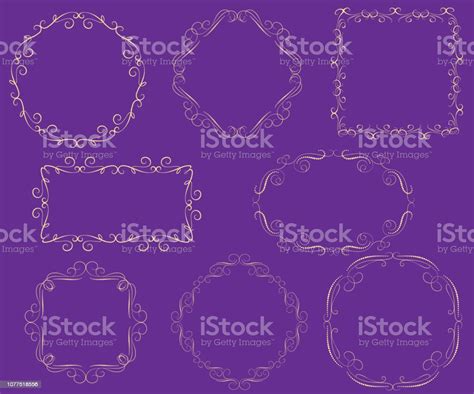 Set Of Florish Golden Frames Stock Illustration Download Image Now Calligraphy Circle
