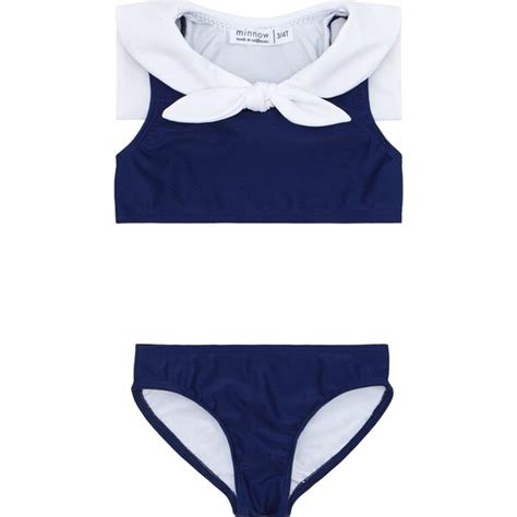 Girls Navy White Sailor Bikini Minnow Sun Shop Maisonette