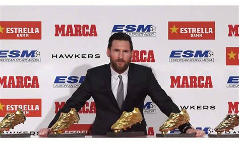 messi receives record 5th golden shoe