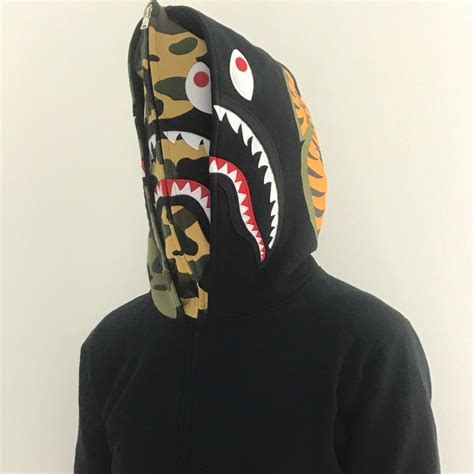 Bape Double Hoodie Shark Full Zip Hoodie Mens Fashion Clothes On