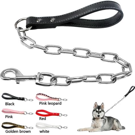 Durable Dog Chain Leash Small Large Dogs Walking Lead Rope Collar