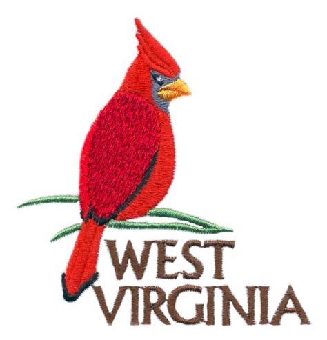 West Virginia State Bird Cardinal Embroidery Design By Stitchitize