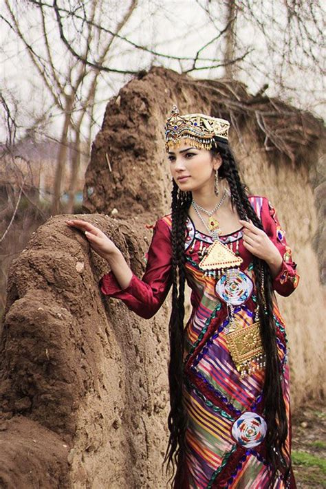 Tajik Woman In National Clothes Traditional Dresses Traditional