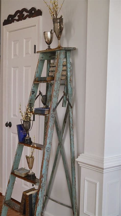 Chateau Chic Using A Tall Vintage Ladder Ladder Decor Old Ladder