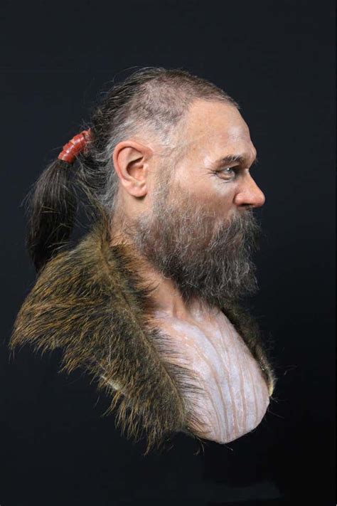 Facial Reconstruction Of A Prehistoric Man Whose Head Was Mounted On A
