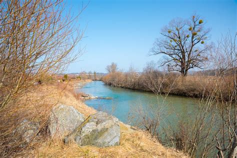 Loisach River Near Murnau Early Spring Landscape Stock Photo Image