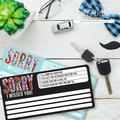 Sorry I Missed You Note Card Jw Printables