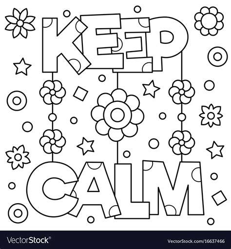 Keep Calm Coloring Page Black And White Vector Illustration Download