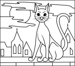 Black Cat Coloring Page. Printables. Apps for Kids.