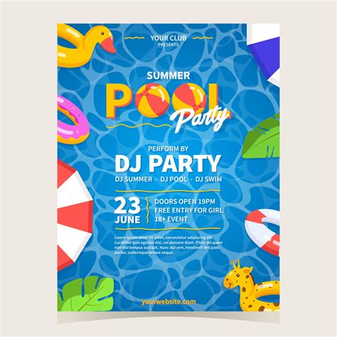 Pool Party Poster With Summer Vibe Vector Art At Vecteezy