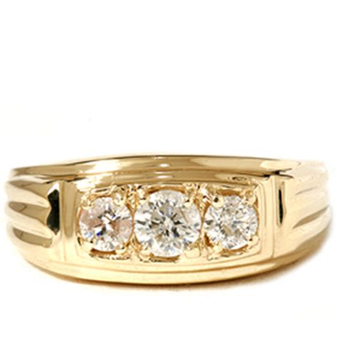Find charming mens gold diamond ring at the most affordable prices. Mens 3/4CT Three Stone Diamond Wedding Anniversary Ring 14K Yellow Gold