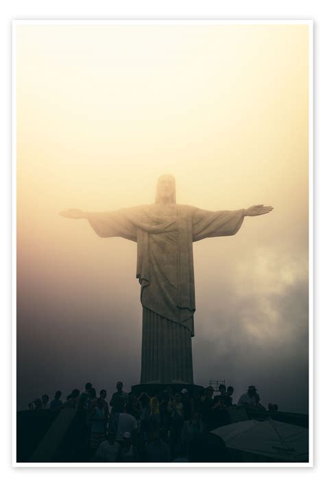 Christ The Redeemer Statue At Sunset Rio De Janeiro Brazil Print By