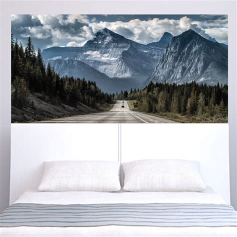 2pcsset 3d Forest Road Snow Mountain Bedside Stickers Bedroom