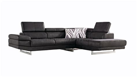 Black Fabric Modern Sectional Sofa Wadjustable Headrest