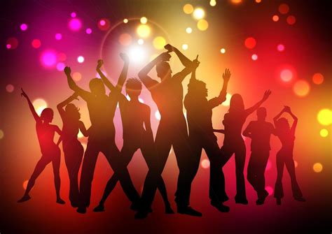 Silhouette Of A Party Crowd On A Bokeh Lights Background 17526053