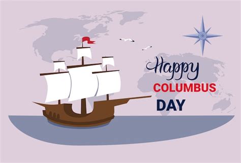 Premium Vector Happy Columbus Day National Usa Holiday Greeting Card