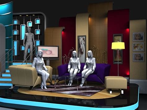Three Mannequins Sitting On Couches In Front Of A Television Set
