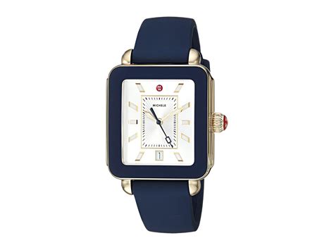 Michele S Deco Sport Navy Silicone Watch In Blue Lyst