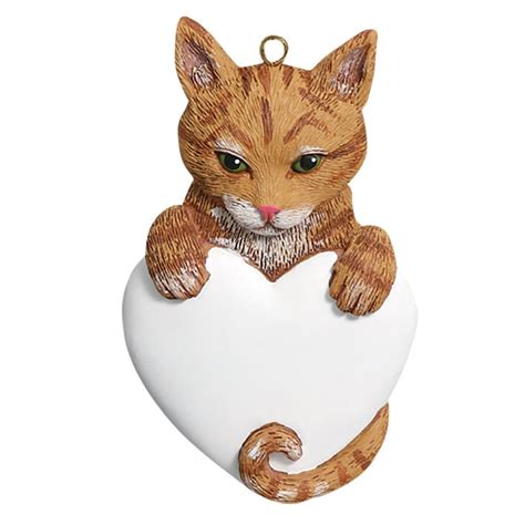 Orange Tabby Cat Ornament Personalized Cat Holding White Etsy