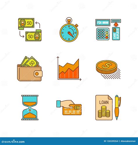 Vector Minimal Lineart Flat Business Or Finance Icon Set Stock Vector